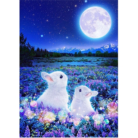 DIY Rectangle Rabbit Theme Diamond Painting Kits DIAM-PW0004-021-1