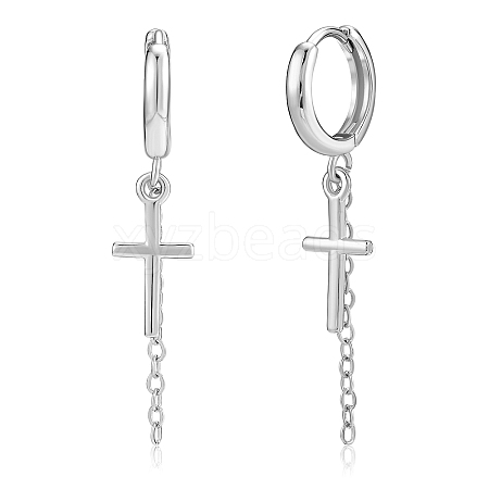 Cross Huggie Hoop Earrings Gold Plated Minimalist Cross Charm Dangle Drop Earrings Jewelry Gift for Women Men JE1075A-1