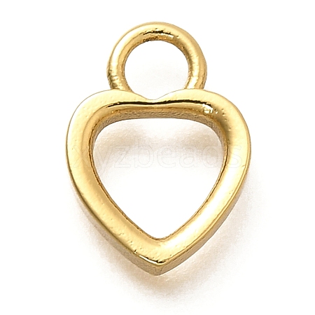 Heart Brass Open Back Bezel Charms KK-S508-07G-1