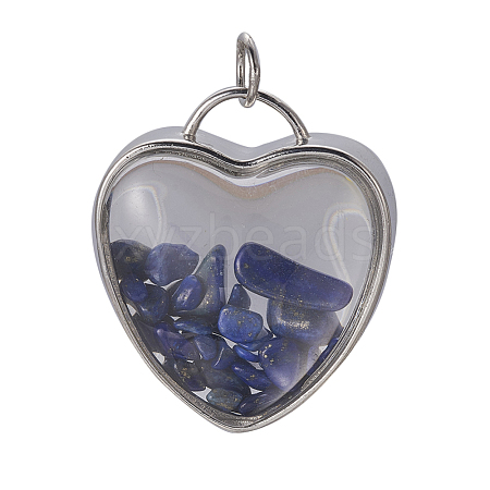 Natural Lapis Lazuli Chips Pendants G-A176-B03-1