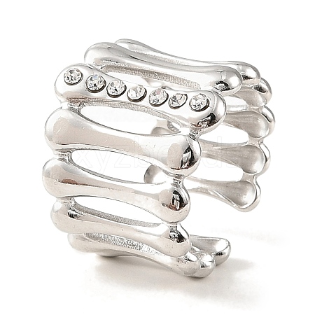 304 Stainless Steel Open Cuff Ring for Women RJEW-F166-04P-02-1