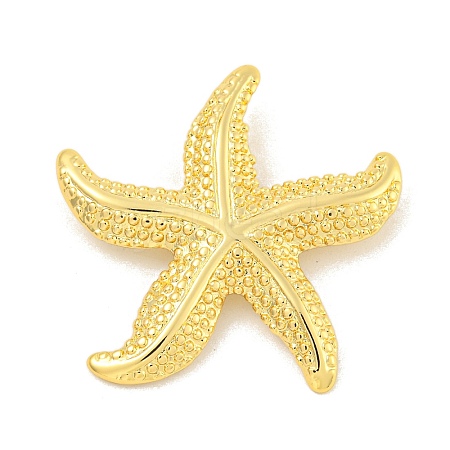 Rack Plating Starfish Brass Pendants KK-K341-65G-1