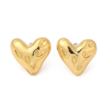 304 Stainless Steel Love Heart Stud Earrings for Women AJEW-Z009-04A-G-1