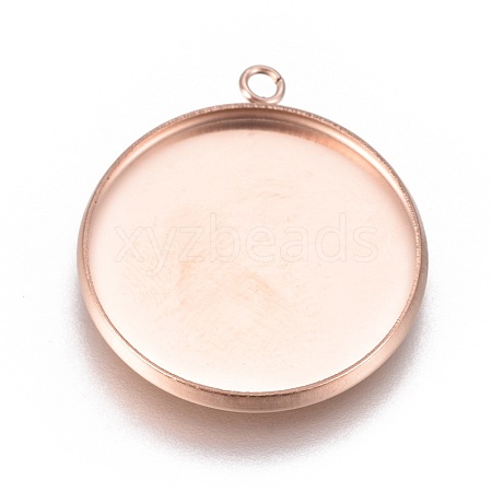 Ion Plating(IP) 304 Stainless Steel Pendant Cabochon Settings STAS-G127-13-20mm-RG-1