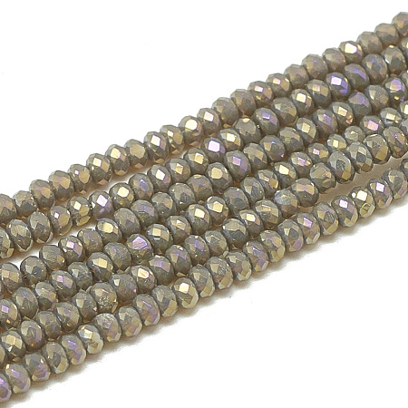 Electroplate Opaque Solid Color Glass Beads Strands EGLA-Q112-B14-1