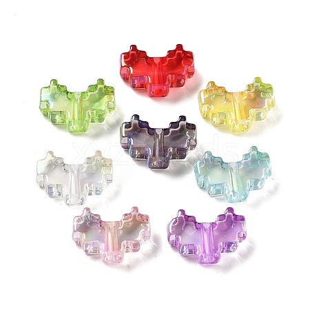 UV Plating Iridescent Transparent Acrylic Beads X-MACR-D032-09-1