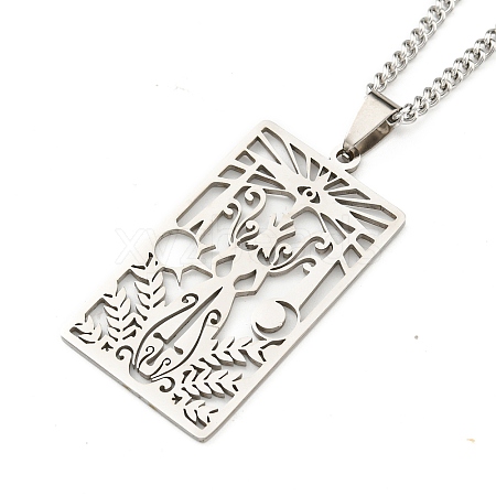 Non-Tarnish 304 Stainless Steel Pendant Necklaces NJEW-L118-02P-05-1