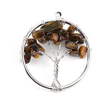 Natural Tiger Eye Tree fo Life Pendants WG82707-13-1