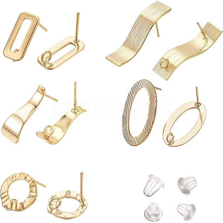 BENECREAT 20Pcs 5 Style Brass Stud Earring Findings KK-BC0007-91-1