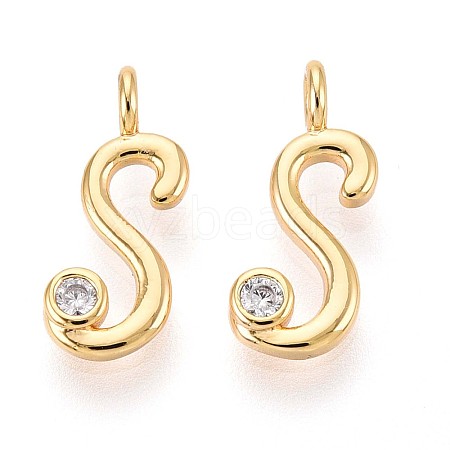 Brass Micro Pave Cubic Zirconia Charms KK-N263-97G-S-1