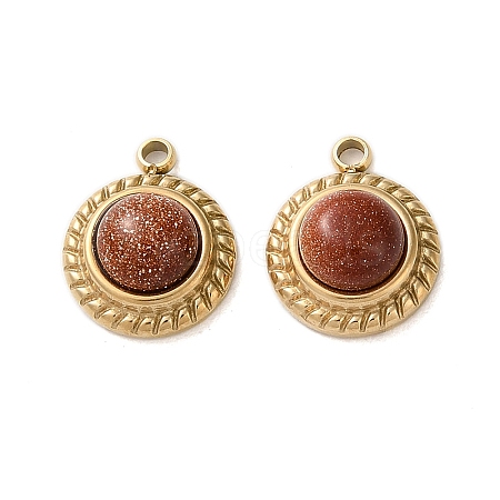 Synthetic Goldstone Half Round Charms STAS-L022-399G-01-1