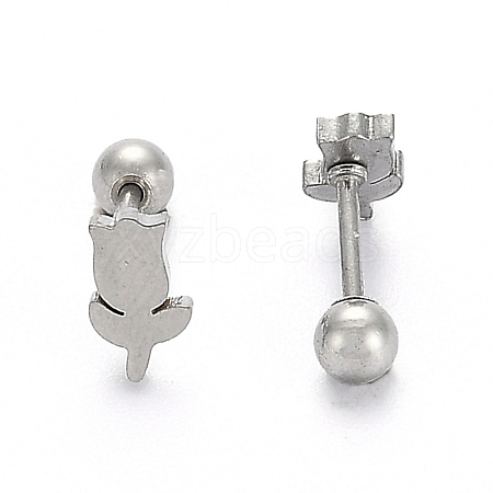 Tarnish Resistant 201 Stainless Steel Barbell Cartilage Earrings EJEW-R147-39-1