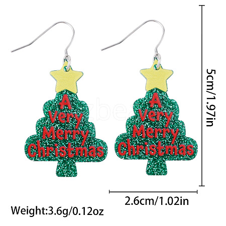 Christmas Alloy Enamel & Acrylic Stud Dangle Earrings FS-WG10992-06-1