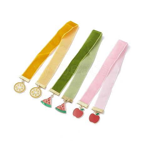 Fruit Alloy Enamel Pendant Bookmarks AJEW-JK00218-1