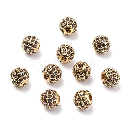 Brass Cubic Zirconia Beads ZIRC-F001-41G-1