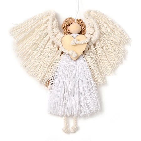 Angel Handmade Woven Macrame Cotton Thread Pendant Decorations HJEW-JM02454-04-1