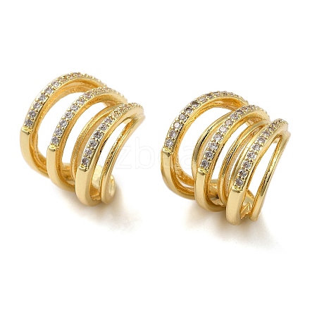 Brass Micro Pave Clear Cubic Zirconia Cuff Earrings for Women EJEW-B057-05G-1