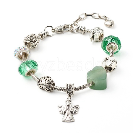 Heart Angel Clover Flowers European Bracelet for Teen Girl Women BJEW-JB06849-02-1