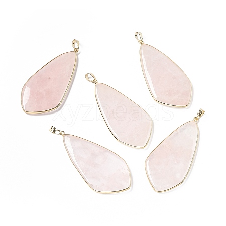 Natural Rose Quartz Big Pendants G-P491-06G-05-1