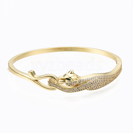 Brass Micro Pave Cubic Zirconia Bangles BJEW-T018-01G-NF-1