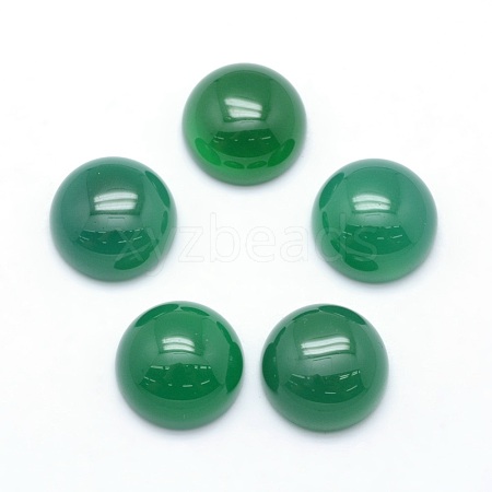 Natural Dyed & Heated Green Onyx Agate Cabochons G-P393-R42-12mm-1