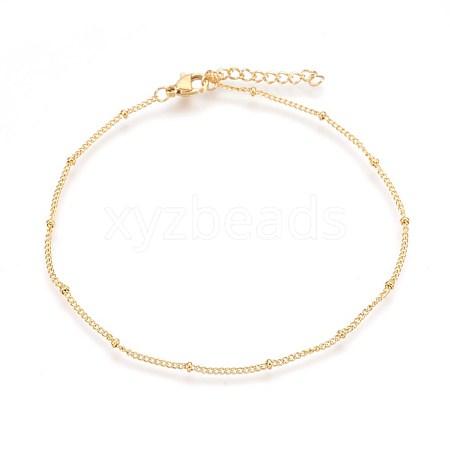 Ion Plating(IP) 304 Stainless Steel Curb Chain Anklets AJEW-P069-05G-1