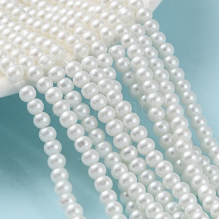 Baking Painted Pearlized Glass Pearl Round Bead Strands X-HY-Q003-4mm-01-1