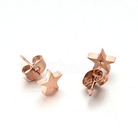 Ion Plating(IP) 304 Stainless Steel Ear Studs EJEW-P045-05RG-1