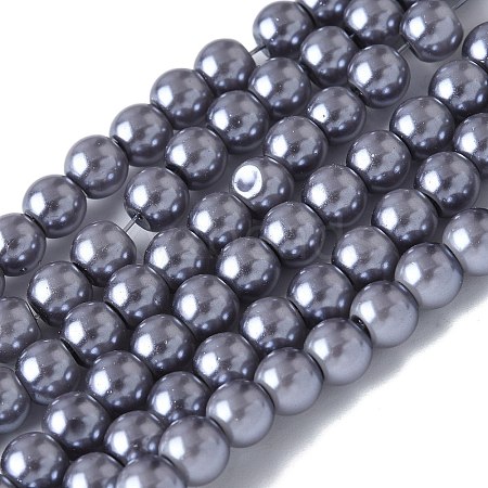 Baking Painted Pearlized Glass Pearl Round Bead Strands HY-XCP0001-22A-01-1