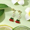 Cherry & Flower Glass Dangle Earrings EJEW-JE06172-01-2