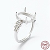 Anti-Tarnish Rhodium Plated 925 Sterling Silver Finger Ring Components STER-G027-04P-4