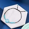 Synthetic Turquoise Braided Bead Bracelets PW-WG87E9F-08-1