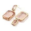 Glass Rectangle Dangle Stud Earrings EJEW-Q800-15B-KCG-2