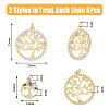 DICOSMETIC 12Pcs 2 Styles Brass Micro Pave Cubic Zirconia Pendants KK-DC0003-45-2