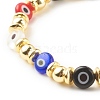 Flat Round with Evil Eye Lampwork Stretch Bracelet with Synthetic Hematite BJEW-JB07869-4