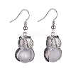 Natural Quartz Crystal Owl Dangle Earrings EJEW-A092-08P-19-2