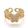 Brass Micro Pave Clear Cubic Zirconia Cuff Rings RJEW-Z003-09G-1