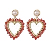 Wrapped Glass Beaded Dangle Stud Earrings EJEW-TA00205-1