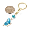 5 Pairs 5 Colors Butterfly Alloy Enamel Keychains KEYC-JKC00712-3
