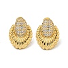 Teardrop Brass Pave Clear Cubic Zirconia Stud Earrings EJEW-N054-40G-1