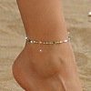 Cube Glass & Alloy Handmad Link Chain Anklets WG57D89-09-1