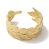 PVD Vacuum Plating 201 Stainless Steel Feather Open Cuff Rings for Women RJEW-C092-26G-2