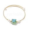 Electroplated Natural Quartz Beaded Cuff Bangle BJEW-JB10195-3