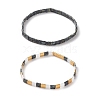 2Pcs 2 Style Glass Seed Rectangle Beaded Stretch Bracelets Set BJEW-JB09036-3