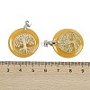 Natural Yellow Aventurine Flat Round Pendants G-Q188-01P-01-3