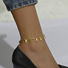 Fashionable Brass Leaf Tassel Double Layer Anklets in Random Accessory Color JI4234-4