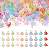 100Pcs 10 Colors Two Tone Handmade Lampwork Charms FIND-TA0003-89-1