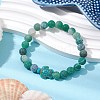 Dyed Natural Weathered Agate Round Beaded Stretch Bracelets BJEW-JB11074-03-4