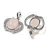 Natural Rose Quartz with Clear Cubic Zirconia Pendants G-G133-03P-27-2