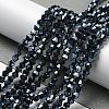 Opaque Solid Color Electroplate Glass Beads Strands EGLA-A039-P3mm-A17-4